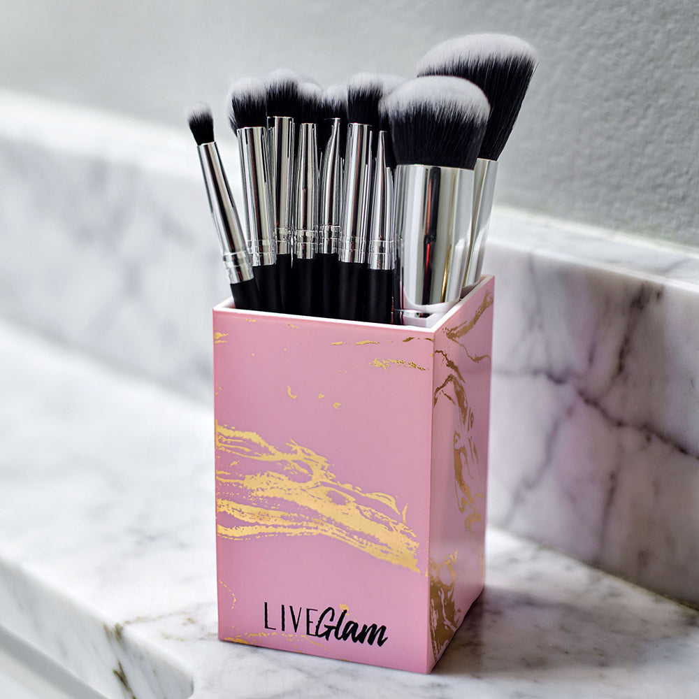 Pink Marble Brush Holder