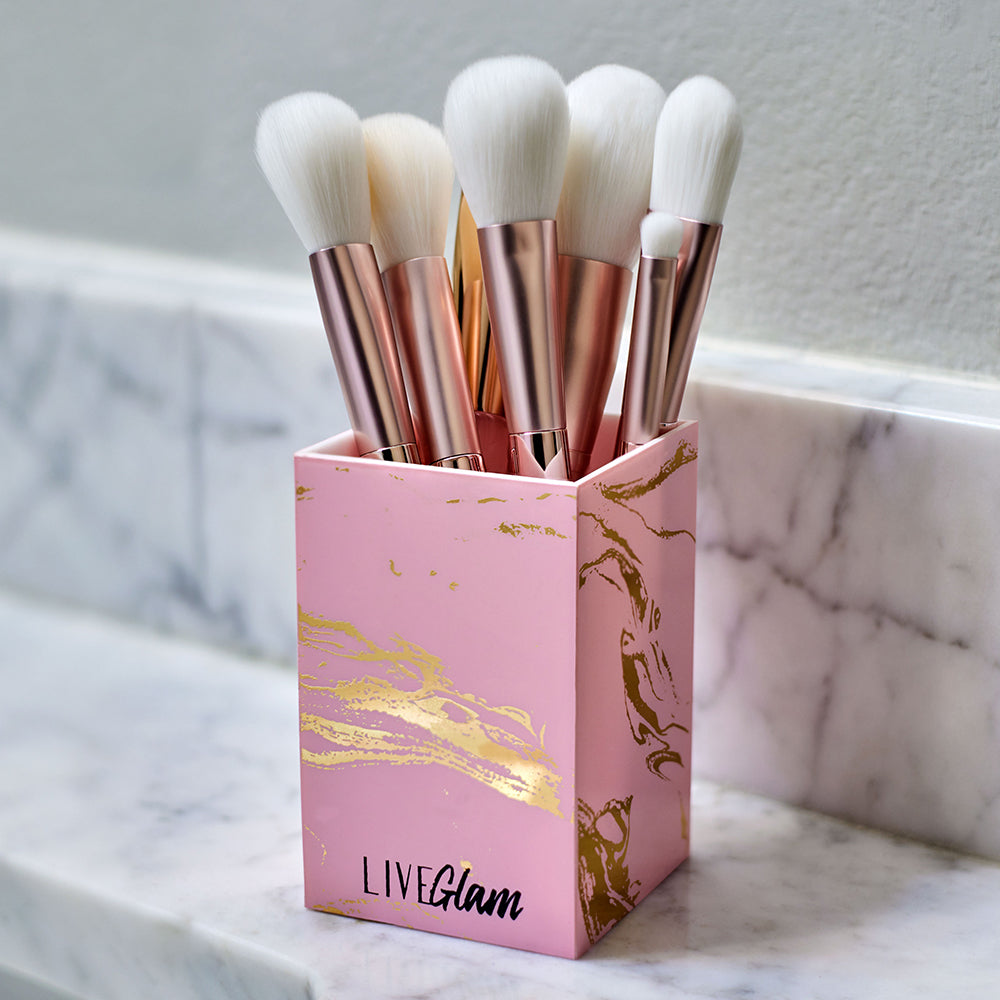 Pink Marble Brush Holder