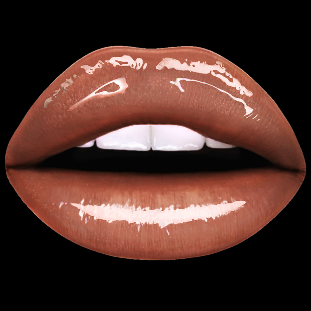 A Pair of lips painted with the Peace and Love gloss