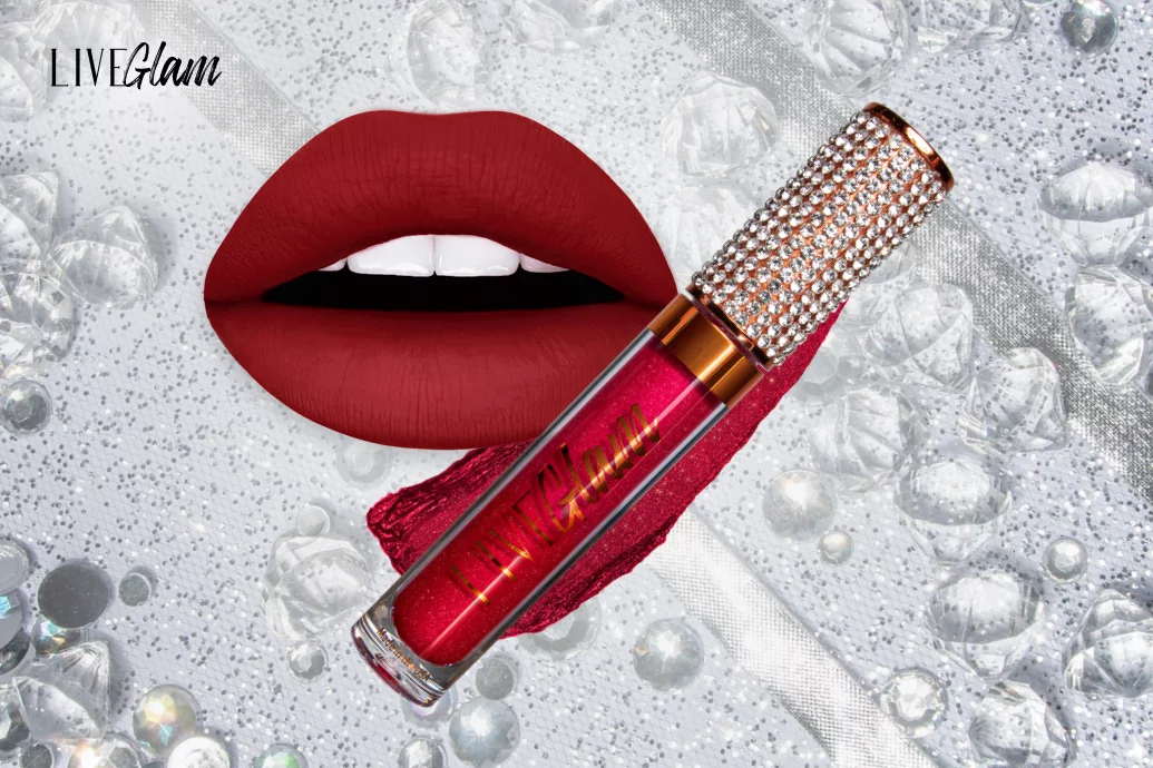 LiveGlam Diamond$ red shimmer liquid lipstick